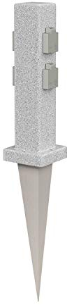 ledscom.de Garten-Steckdosen-Säule Pock mit Erdspieß für außen, 4-Fach, Stein-Optik, eckig, 39,5cm