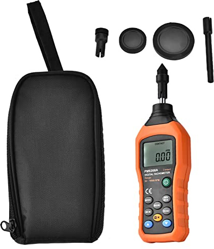 PM6208A Hastighetsmätare, handhållen kontakttyp digitala hastighetsmätare elektronisk varvtalsmätare motor varvtalsmätare test strömkälla 4 x 1,5 AAA-batteri (ingår ej) Luftflöde och vindmätare