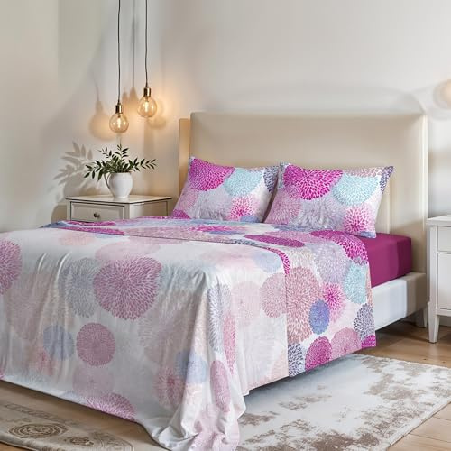 Set Lenzuola Letto Matrimoniale, Made in Italy, Microfibra – Completo Letto, Lenzuolo sotto con angoli 170x200, Lenzuolo Sopra e Federe, Soffioni