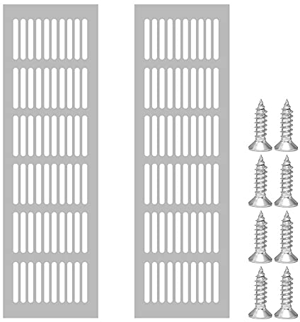 Zasvec Grille Aération 2 Pièces Grille de Ventilation Rectangulaire Grille D'aération en Aluminium Grille Daération Extérieure Grille D'aération 80x250mm pour Armoire Placard Argenté