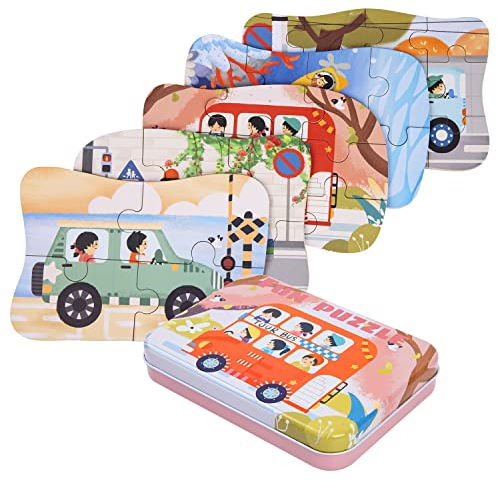 BBLIKE Kinderpuzzle, Auto Puzzle für Kinder, 5 Bilds Puzzles, Geeignet für Jungen und Mädchen Puzzle ab 3 4 5 Jahren