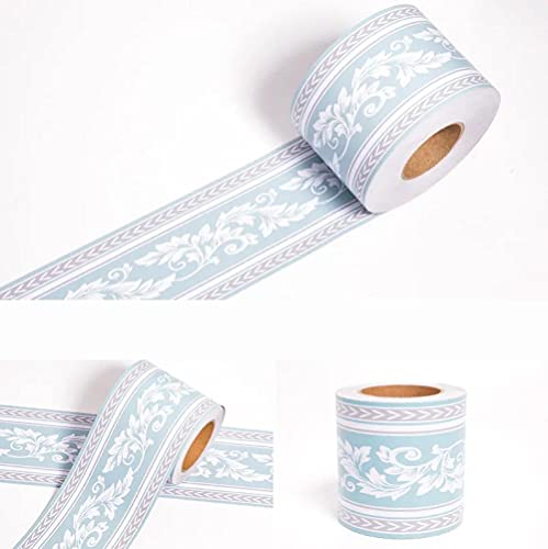 Dostear TapetenbordüRe Selbstklebende BordüRe Wand Wohnzimmer Tapeten Fliesenaufkleber Bad Dekoband Selbstklebend Hellblaues Muster 12 X 1000cm