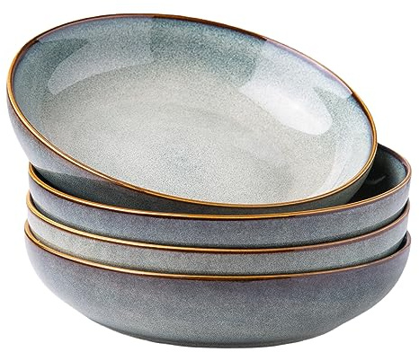 AmorArc 8.5’’ Ceramic Pasta Bowls Set of 4, 36oz Large Stoneware Bowls Set