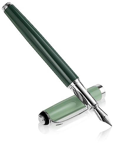 Cobee® Füllfederhalter aus Metall, 0,5 mm, Extraspitze Füllfederhalter Kalligraphie Stift glattes Schreiben luxuriöser, Business Stift für Männer und Frauen Journaling Schule Büro Geschenk (grün)
