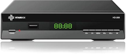 Décodeur TNT HD STAR BOX HD-268 DVB-T2 DVB-C Réception de qualité, chaînes gratuites H.265,Full HD 1080p Terrestre USB, HDMI, péritel, télécommande Universelle 2 en 1