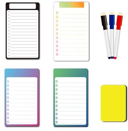 4 Pièces Tableau Magnetique,Planning Frigo Magnetique,Tableau Aimanté,4 Tableau Frigo Magnétique,3 Stylos à Tableau blanc,1 Ensemble de Lingettes,Notes, des Listes et des Menus Dans la Maison