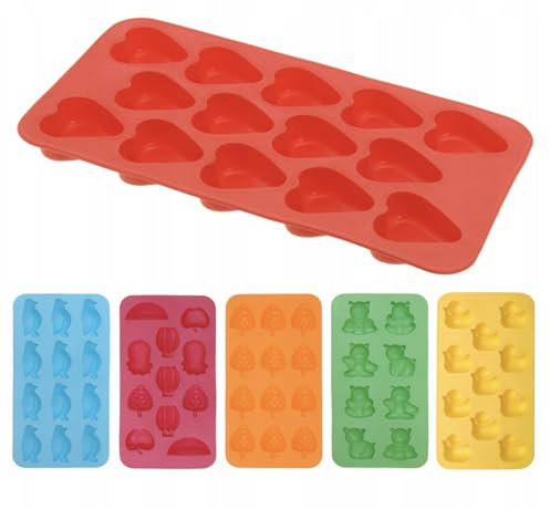 Lot de 6 bacs à glaçons amusants en silicone avec différents motifs - Empilables - Bac à glaçons - Certifié LFGB et sans BPA - Pour boissons, bouillie de bébé