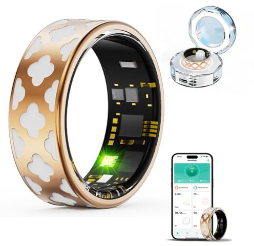 Smart Ring, Enamel Health Rings for Women&Men, Fitness Tracker with Heart Rate, Blood Oxygen, Blood Pressure, Sleep Tracker, Step Tracker, IP68 Waterproof Smart Ring for iphone & Android (11# 20.6mm)