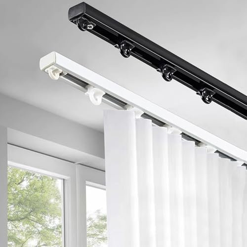 Curtain Tracks and Fittings Room Divider Ceiling Track for Curtains - Ultra-Thin Shower Curtain Rail - Aluminum Curtain Tracks for Spaces 3-16 Feet Wide - Curtain Rod Ceiling or Wall Mounted