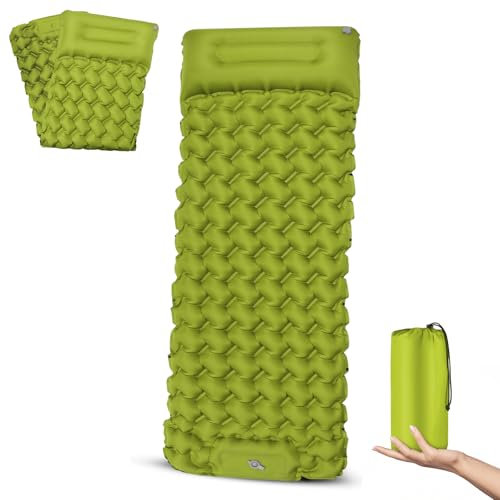 FORRINX Sleeping Pad Ultralight Inflatable Camping Mat Self Inflating 200x68cm Built-in Foot Pump Camping Mattress Portable Air Bed Waterproof Compact 30x12cm for Backpacking, Hiking, Beach, Tent