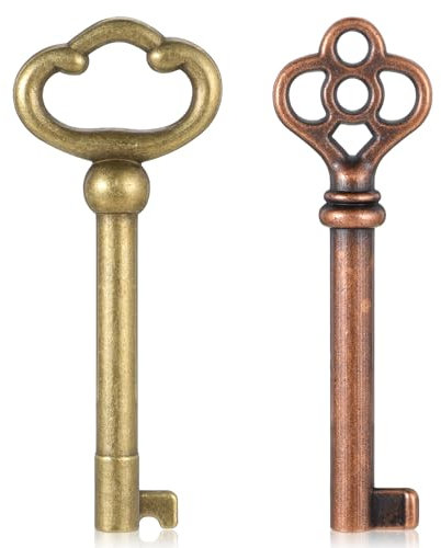 Thinp Juego de llaves de esqueleto de repuesto – Llaves de latón estilo antiguo de barril hueco – Bronce – para muebles y cerraduras antiguos