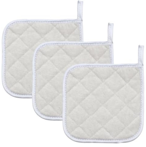 Set di 3 Presine per Cucina, Presina in Cotone Resistente al Calore, Antiscivolo, per Cucinare, Accessori da Cucina, Grigio, 17 x 17 cm