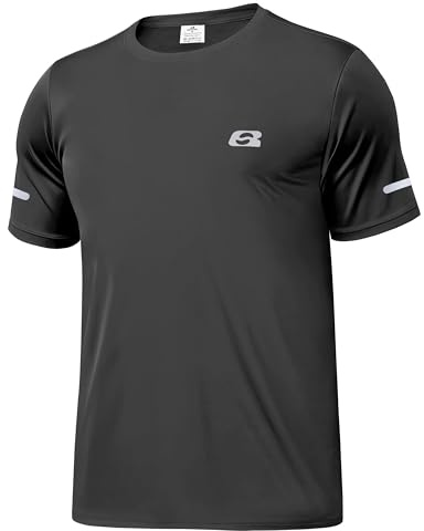 Boyzn Men's Swim Shirt, Short Sleeve Crewneck Rash Guard for Men, Breathable Lightweight UPF 50+ Sun Protection T-Shirts Watersport Rashguard for Men 1088-Black-XL