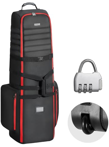 VEVOR Golf Travel Bag, Outdoors Soft-Sided Golf Travel Cover, Heavy Duty 1800D Polyester Oxford Wear-Resistant Waterproof, Padded Luggage Case with Wheels, Foldable Club Storage Bag for Airline