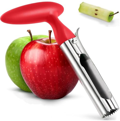 QHFlashbuy Descorazonador de Manzanas,Descorazonador de Fruta,Acero Inoxidable Core Remove,Cortador de Manzanas con Mango y Hoja Dentada de Acero Inoxidable Apto para Hogar y Cocina,Frutas y Verduras