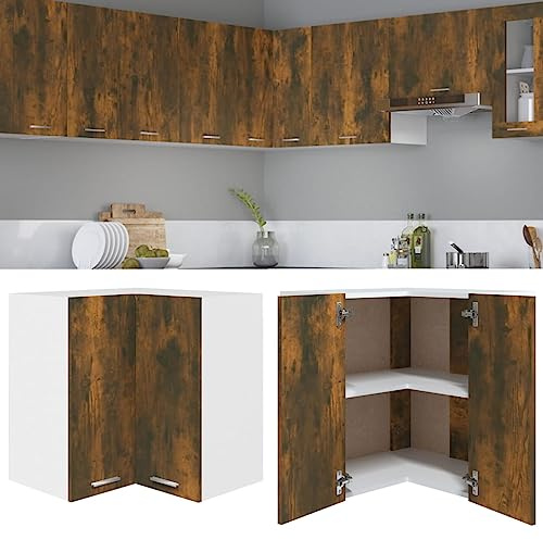 INLIFE Armoire d'angle Suspendue Lyon Chêne fumé 57 x 57 x 60 cm Bois d'ingénierie