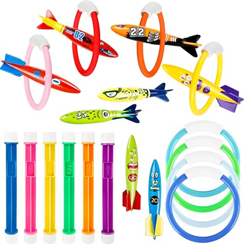 Feradny 22 Pcs Swimming Pool Ring Diving Toys Training Dive Swim Water Swimming Pool Toys for Kids Boys Girls Adults