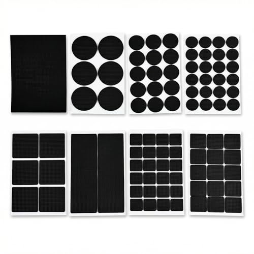 Hontaog 93 Piezas Almohadillas Antideslizantes Adhesivas 8 Tamaños Protectores Muebles EVA para Patas Sillas Mesa Sofá Protección Suelo Antirayones Negro