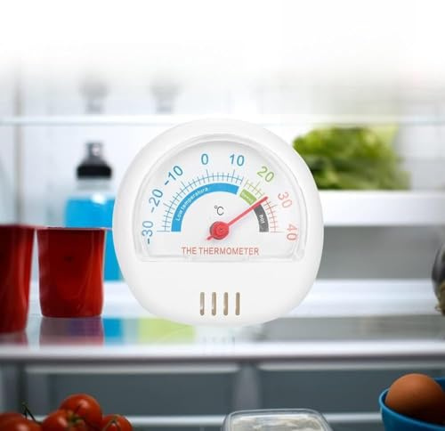 Rengue Termometro per Congelatore per Frigorifero, Plastica ABS, Diametro 6,5 Cm, Misurazione Accurata della Temperatura da -30 a 40 ℃, per Cucine Domestiche e Conservazione degli Alimenti (WHITE)