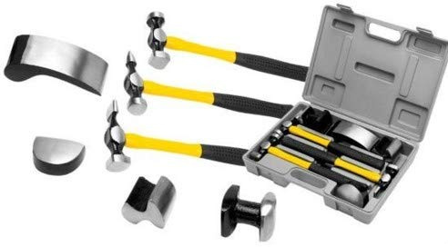 Fast World Shopping - Marteaux et tas pour carrossier - Set de 7 pièces - Carrosserie voiture, camping-car, moto - Avec malette