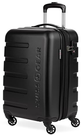 SwissGear 7366 Hardside Expandable Luggage with Spinner Wheels, Black, Carry-On 19-Inch