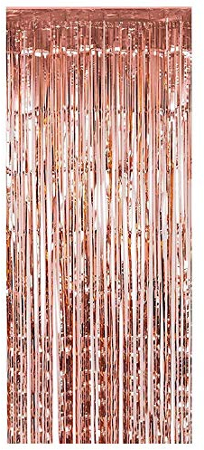 TRIXES Rose Gold Folie Vorhang – Party Hintergrund Fransen Dekoration – Tür Insel Foto Prop – perfekt für Hochzeit Henne Party Geburtstag Feiern – 2 Meter
