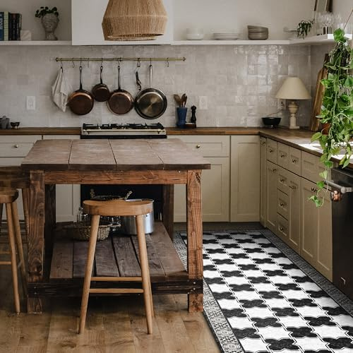 CREARREDA Tapis de cuisine en vinyle, tapis de cuisine, antidérapant, lavable avec un chiffon avec impression 100 % fabriqué en Italie