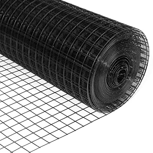 36'' x 50' 1.5inch Hardware Cloth 16 Gauge Black Vinyl Coated Welded Fence Mesh for Home and Garden Fence and Home Improvement Project (36'' x 50')