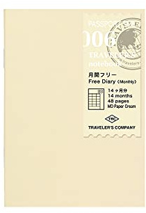 Traveler's Notebook, Refill, Monthly Free, 2 Pack, Passport Size 14326006