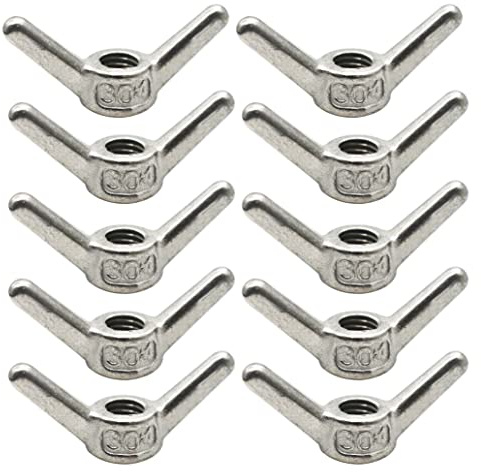 Floyutin 10 PCS Stainless M8x1.25 Wing Nuts Metric Thread Butterfly Clips Fasteners Kit