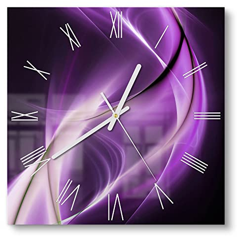 DEQORI Glasuhr | 30x30 cm | Motiv Ultraviolettes Lichtspiel | ausgefallene leise Design Uhr aus Glas | Wanduhr für Wohnzimmer & Küche | moderne Hingucker Uhr für die Wand