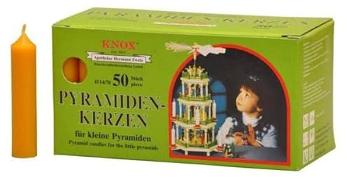 KNOX - Pyramidenkerzen 14/70 - Naturweiß, Unparfümiert, 50 Stk.