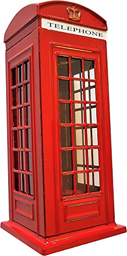 2 UR DOOR Red Phone Booth Money Box Bank Souvenir - Die Cast Zinc London Souvenir with Union Jack, Collectible with Easy Access Cap for Kids and Adults - Distinctive Size: 14x6x6cm