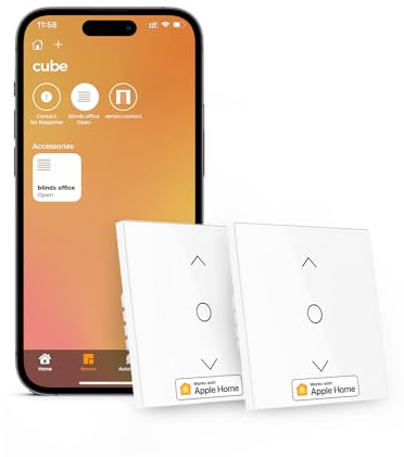Refoss Interruttore per Tapparelle WiFi con Apple HomeKit, Timer per Tapparelle, Interruttore per Tende con Controllo Percentuale, con Retroilluminazione, Compatibili con Siri, Alexa, Google