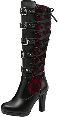 Bottines Talon Femme En Cuir Hiver Chaud Vintage Mode Pas Cher Talon Hautes Platform Sexy Mode Confortable Grand Taille Gothique Bottes Bottes Femmes Automne Hiver épais Bas Bottes Longues Femme