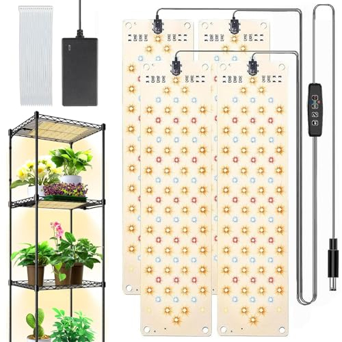 DAZZTIME Lampe de Plante LED,4 Pcs Lampe Plante Interieur,Lampe pour Plante,avec Minuterie de 3/9/12 Heures,10 Niveaux de Luminosité,pour Semis Succulentes Végétale Floraison(540 LEDs)
