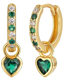 Orecchini Cerchio Oro Per Le Donne Orecchini Verdi Con Verde Cuore Goccia Oro Placcato Orecchini Dorati Ipoallergenico Cubic Zirconia Pendolo Verde Gioielli Per Le Ragazze