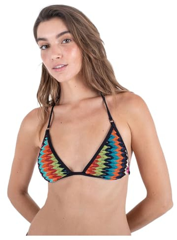 Hurley Top Bikini Mujer - Chevron Knit Correa De Hombro Tri Negro Multi