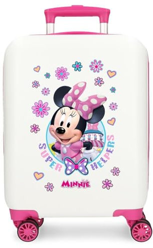 Disney Joumma Minnie-Helper-Kabinenkoffer, Kinderkoffer, aus ABS, einem robusten Material, Vier multidirektionale Doppelrollen, seitlicher Kombinationsverschluss, weiß, Koffer 50