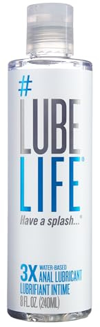 LubeLife 3X Anal Lubricant, Thicker Water-Based lube for Men, Women and Couples, Extra Protection, Non-Sticky, Smooth Glide, 8 Fl Oz