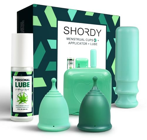 SHORDY Menstrual Cups Set with Applicator & Lube – Reusable Period Cups (Small & Large) for Beginners & Experienced Users – 12-Hour Protection, Feminine Care Kit, Alternative to Disc, Tampons & Pads