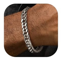 FaithHeart herrarmband 19 cm – 23 cm, rostfritt stål, punk, pansararmband 8 mm brett, kubanskt kedjearmband med vikstängning för födelsedag, alla hjärtans dag, 23cm