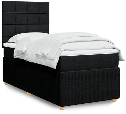 qohoio Boxspringbett mit Matratze Schwarz 90x190 cm Betten Bett Mit Matratze Bett Boxspringbett Schlafzimmer MöBel Stoff - 3294213