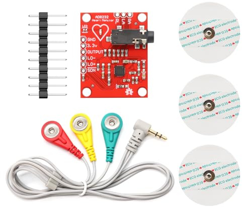 ad8232 EKG-Modul Kit Binghe AD8232 EKG-Messpuls Sensor für Herzfrequenz Überwachung mit Dupont-Kabel Kompatibel mit Arduino