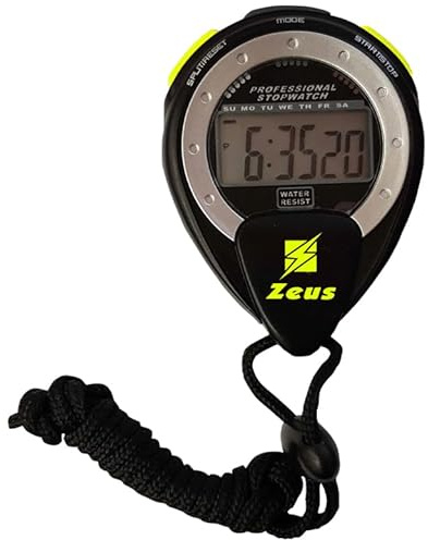 Etoile Cronometro Professionale per Zeus Sport Calcio Calcetto Relax Fitness Palestra Arbitro Training Allenamento Accessori Display Chrono Data Cronografo Equipment (Nero, 81x57,5x17,5 mm)