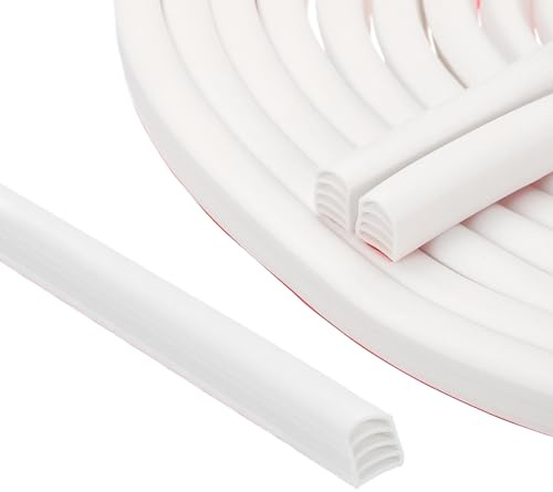 Draught Excluder Tape, 6M Door/Window Seal Strip, Self Adhesive Rubber Sealing Strip, Weather Stripping Soundproofing Draft Excluder Tape for Door Frame Insulation (White)