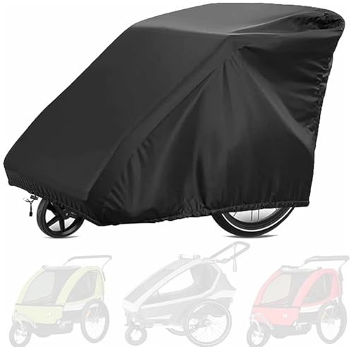 Bike Cover, 55x33x39 210D Oxford Waterproof Bicycle Trailer Cover with PU Coating, Anti-UV/Windproof/Dustproof Kids Bike with Drawstring, Covers for Outside Storage