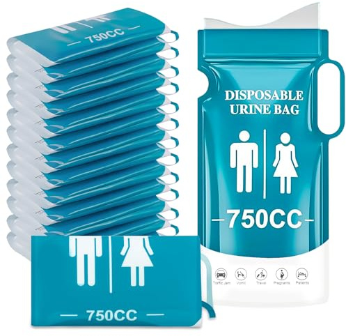 Yoodriy 12 Sacchetti Urina Monouso 750 ml con Maniglia, Orinatoio Portatile per Uomo, Donna e Bambini, Sacchi Igienici per Emergenze, Viaggio, Campeggio, Auto e attività Outdoor