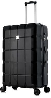ATX Luggage Large Suitcase on 4 Dual Spinner Wheels Super Lightweight ABS Hard Shell Hold Check in with Built-in TSA Lock(Black, 110 Liter)
