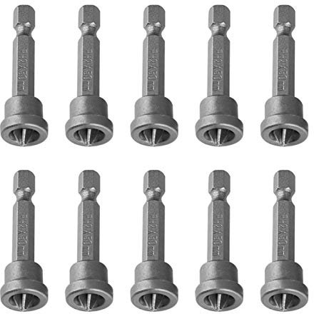 Drywall Screwdriver Bits, PH2 Impact Driver Bits Drywall Bit Holder Depth Setter 10Pcs 50mm/1.97 PH2 Hex Shank Magnetic Screwdriver Bits Set for Drywall Plasterboard Locating